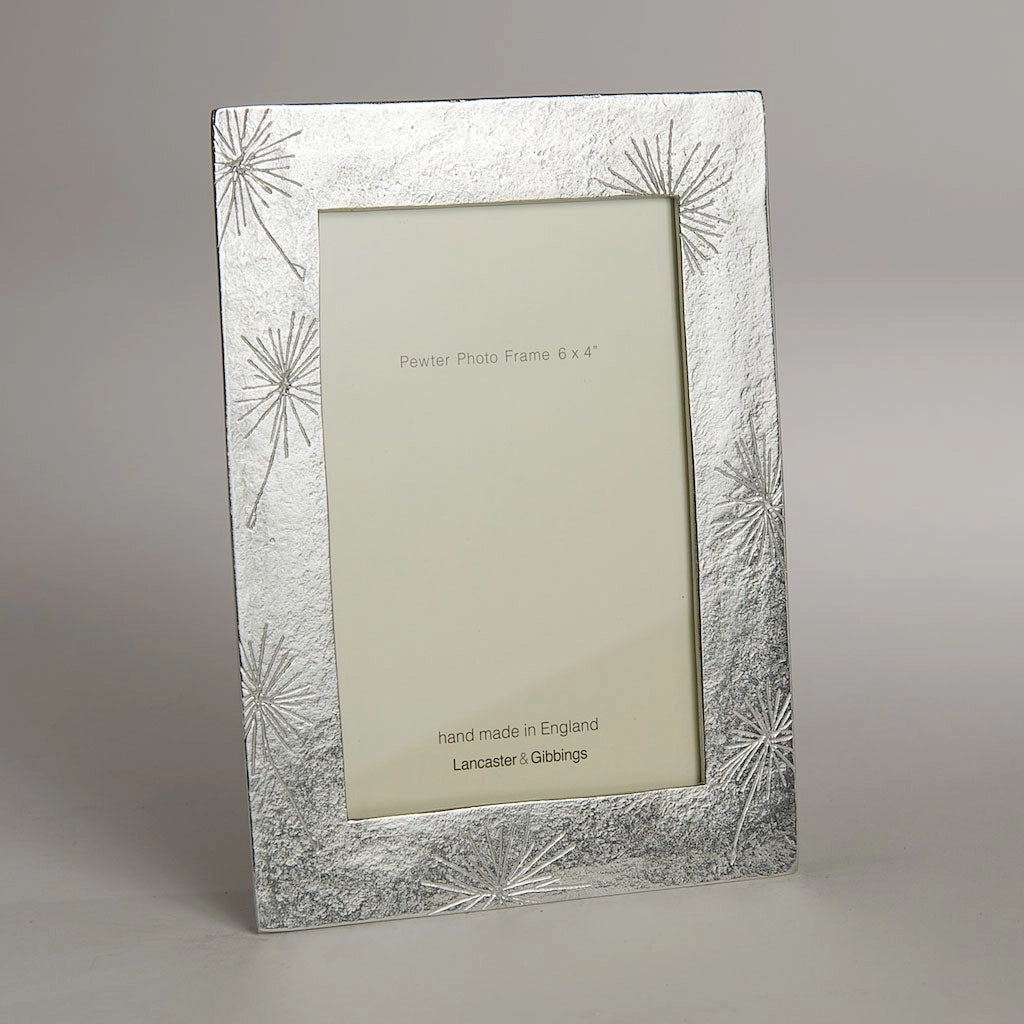Scratched Flowers Hand Cast Pewter Photo Frames