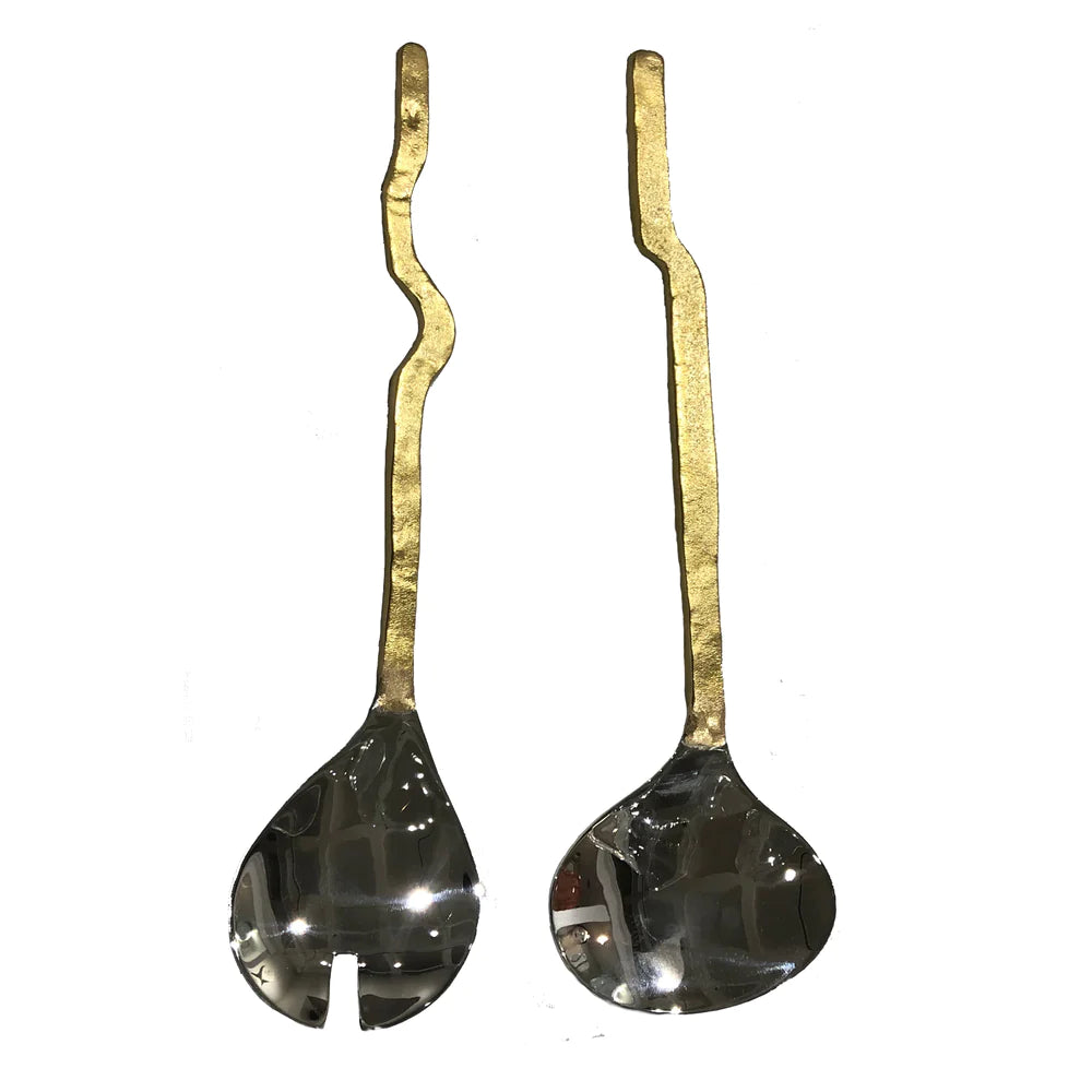 Wave Salad Server, Gold/Silver