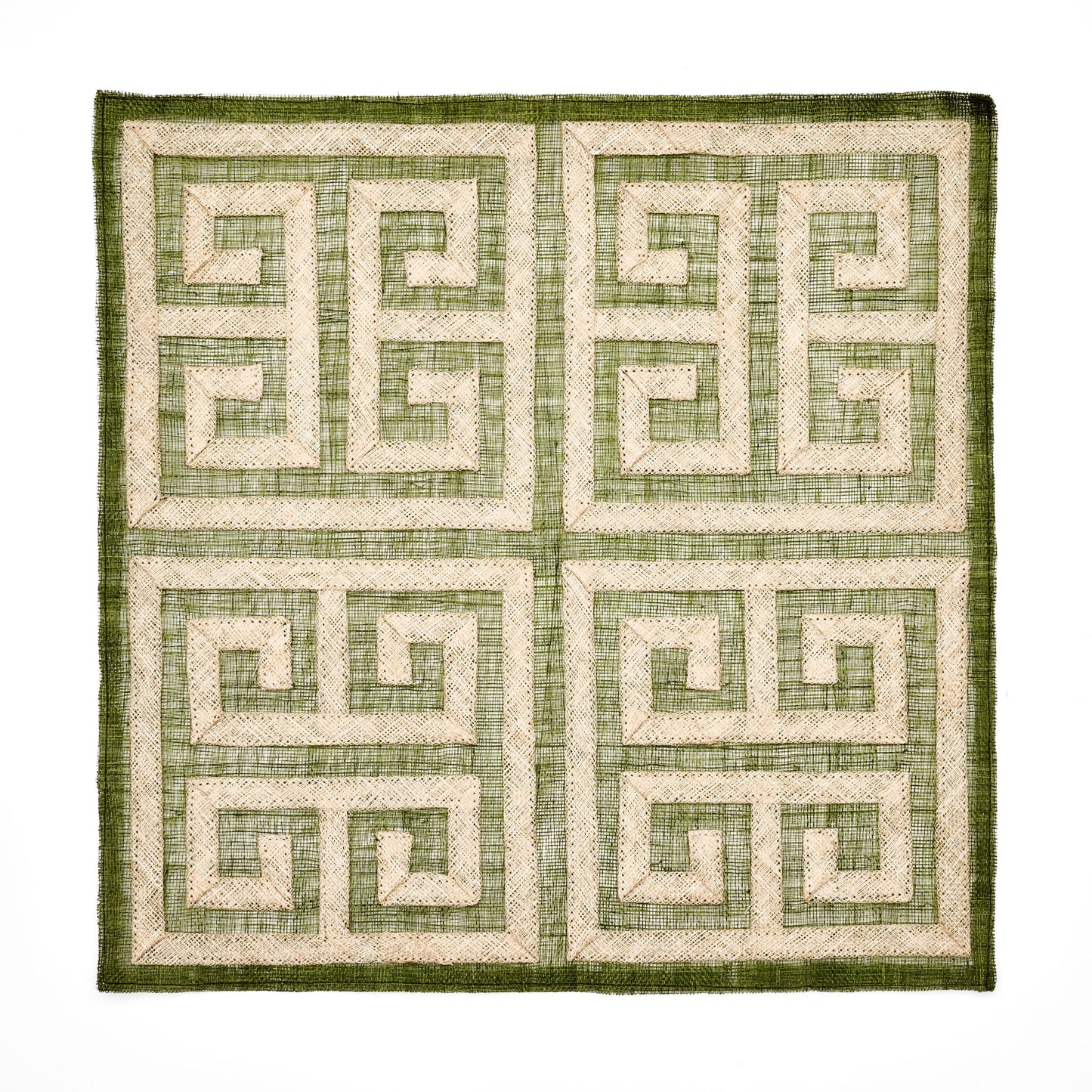 Greek Key Sinamay Square Placemat,grass