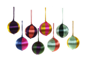 Striped Thread Bobble Ornaments