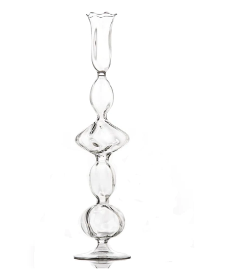 Clear Glass Candlestick with Flat Ball