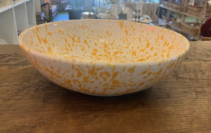 Taverna Speckled Serving Bowl, Yellow/white
