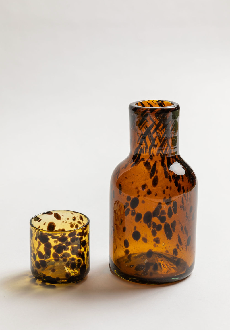 Bedside Water Carafe in Brown Tortoise