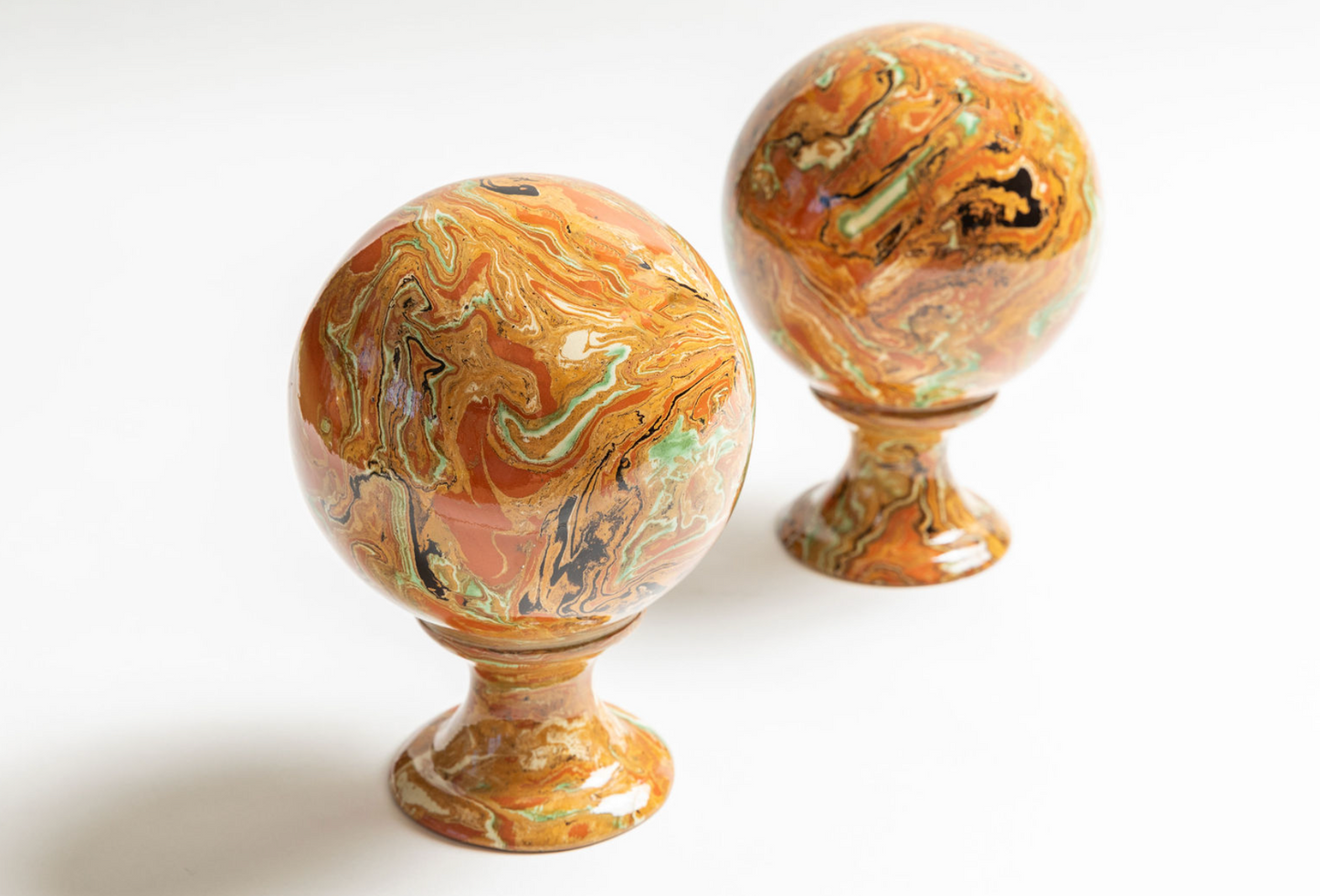 Marbled Pair Orange/Red Spheres