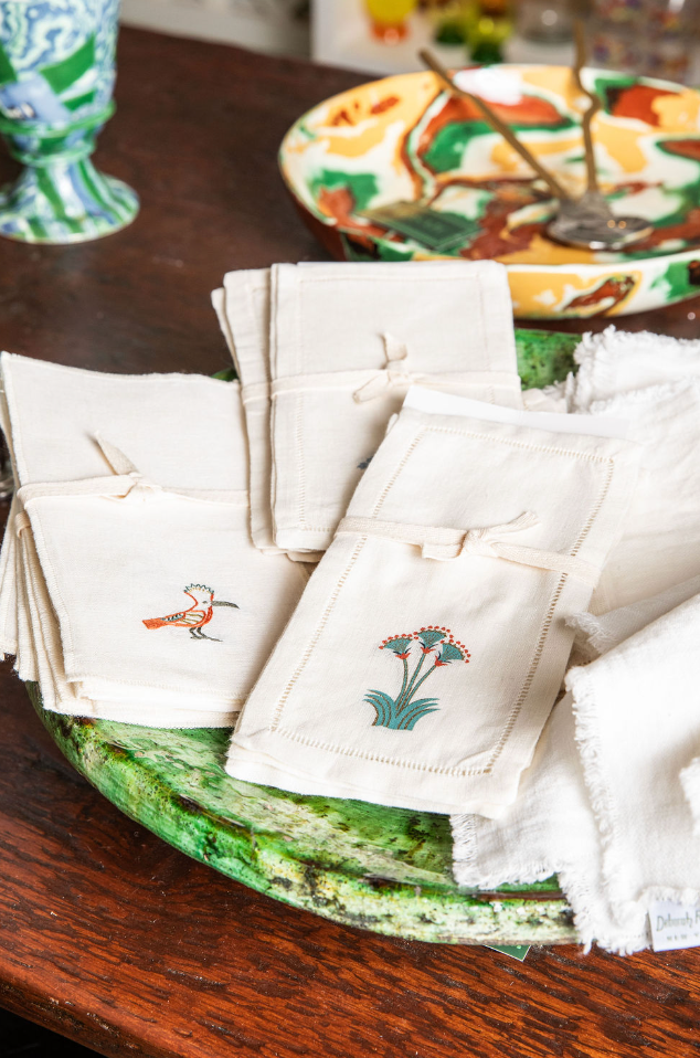 Jade Nile Lotus Cocktail Napkin, Set of 6