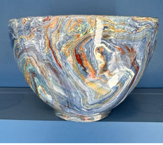 Marbled Blue Tall Bowl