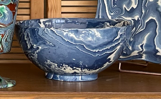 Marbled Blue Medium Salad Bowl