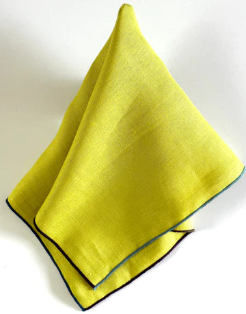 Wheatgrass Linen Napkins with Multinight Trim (Set of 4)