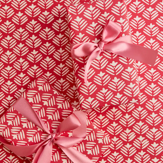 Geo Flower Gift Wrap Pink