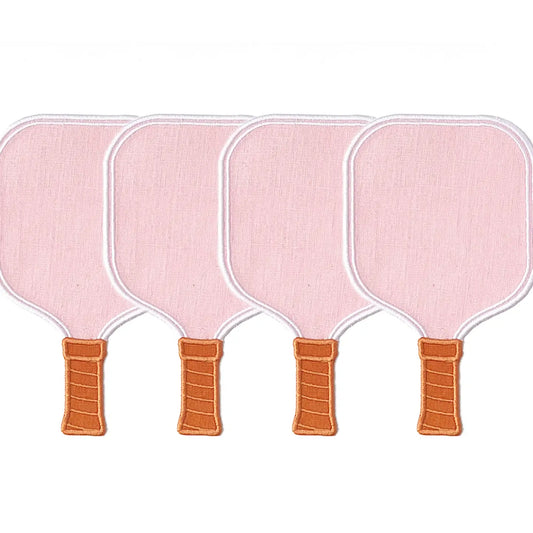 Pink Pickleball Paddle Linen Cocktail Napkins - Set of 4