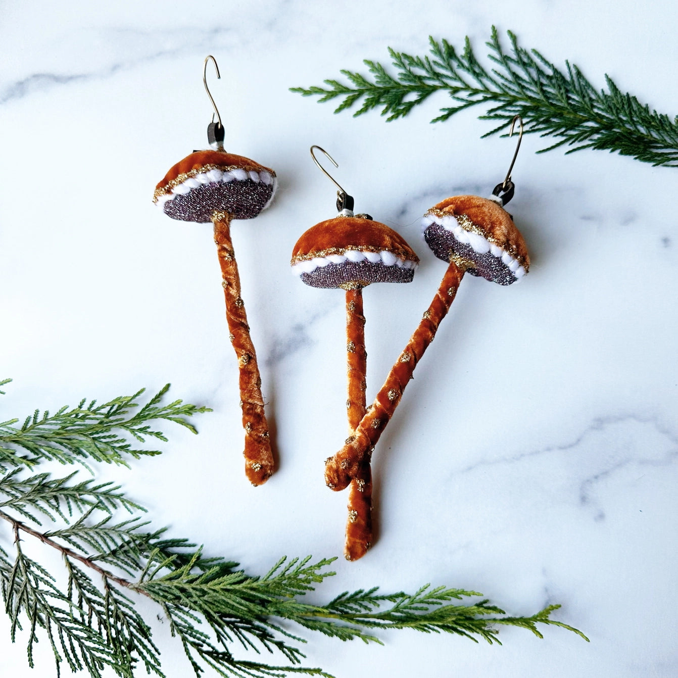 Velvet Mushroom Ornament