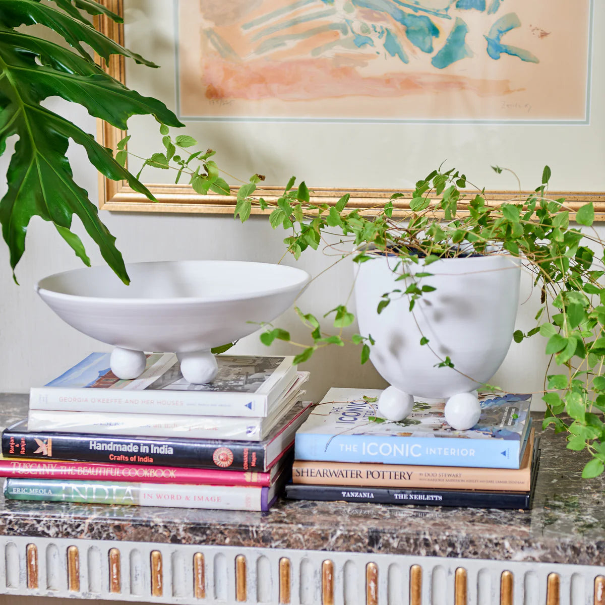 Italian Footed Cachepot, Matte White