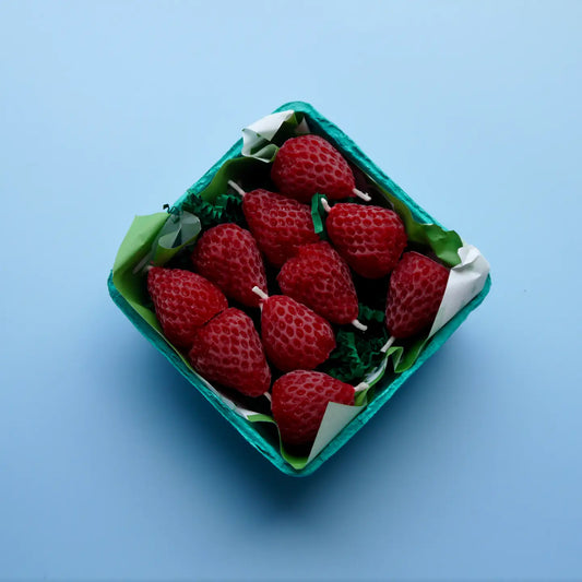 Strawberry Beeswax Birthday Candles, Set of 5