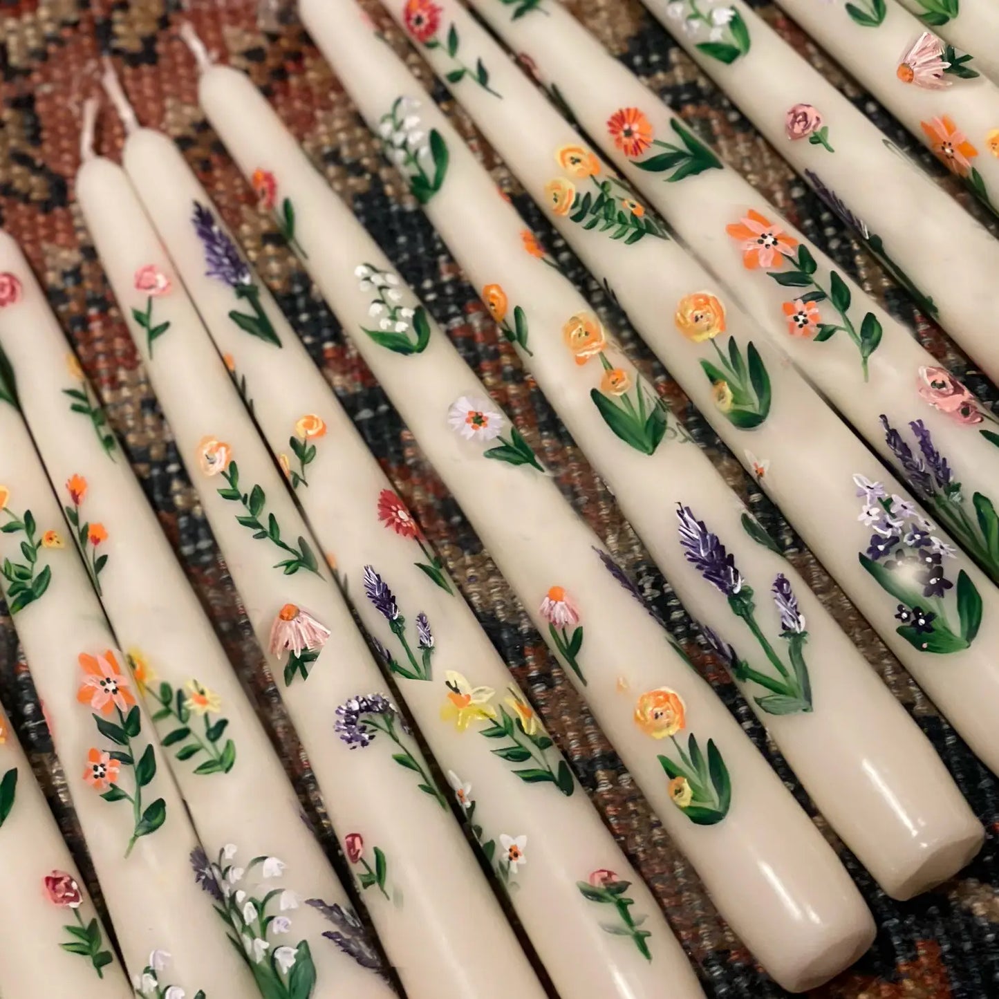 Mixed Floral Hand painted Taper Pairs