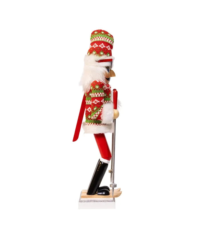 15" Wooden Ski Santa Nutcracker