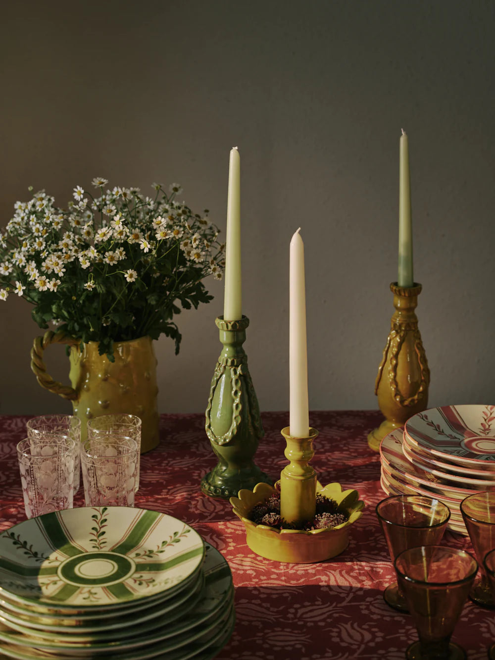 Olive Stripe Dessert Plate