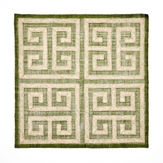 Greek Key Sinamay Square Placemat,grass