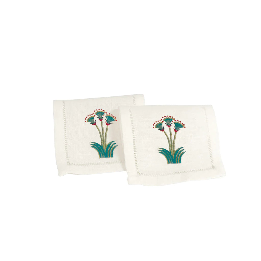 Jade Nile Lotus Cocktail Napkin, Set of 6