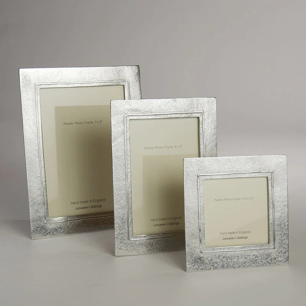 Raised Line Hand Cast Pewter Photo Frame, 3.5" x 3.5"