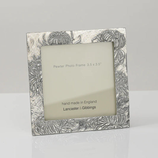 Chrysanthemum Hand Cast Pewter Photo Frame 3.5x3.5