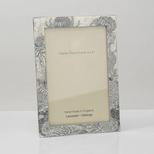 Chrysanthemum Hand Cast Pewter Photo Frame 4x6
