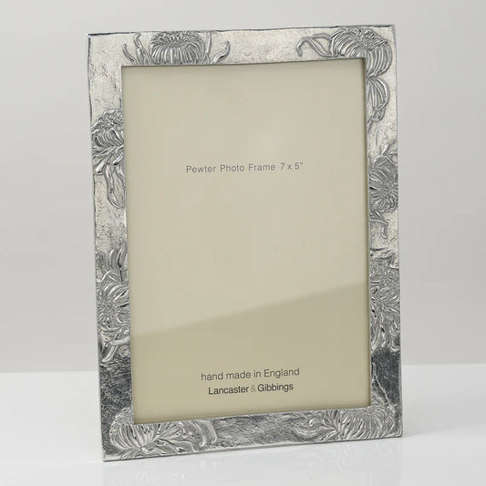 Chrysanthemum Hand Cast Pewter Photo Frame 5x7