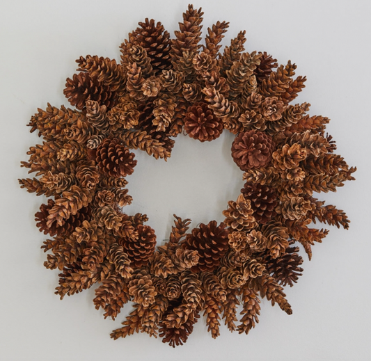 Natural Pinecone Wreath 22”