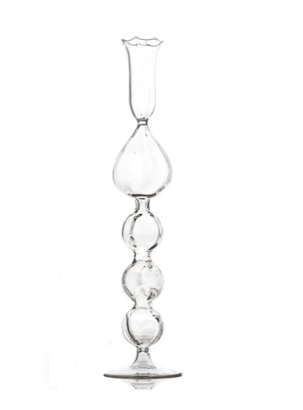 Clear Glass Candlestick with Teardrop
