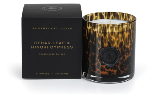 Small Box Cedar Leaf & Hinoki Cypress Candle, AG Opal Glass