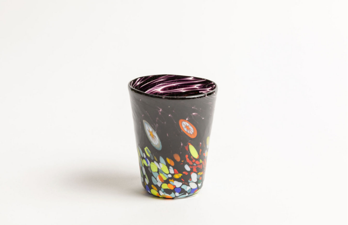 Murano Glass Tumblers, Millefiori Accents, Multi Colors