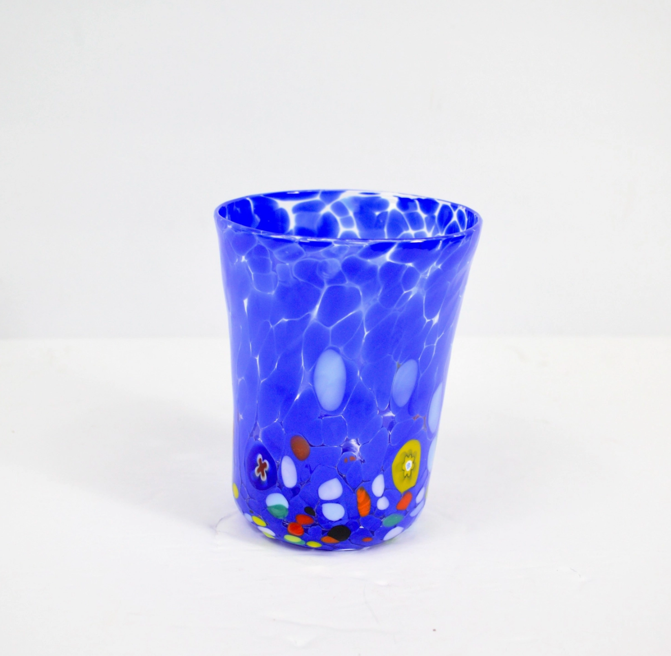 Murano Glass Tumblers, Millefiori Accents, Multi Colors