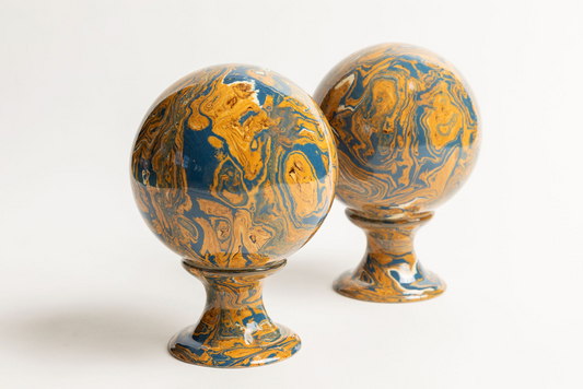 Marbled Pair Orange + Blue Spheres