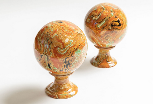 Marbled Pair Orange/Red Spheres