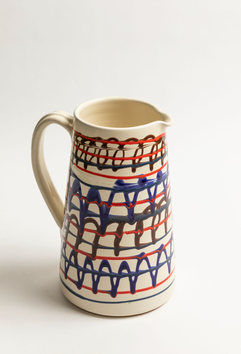 Painted Large Water Pitcher, 12"H