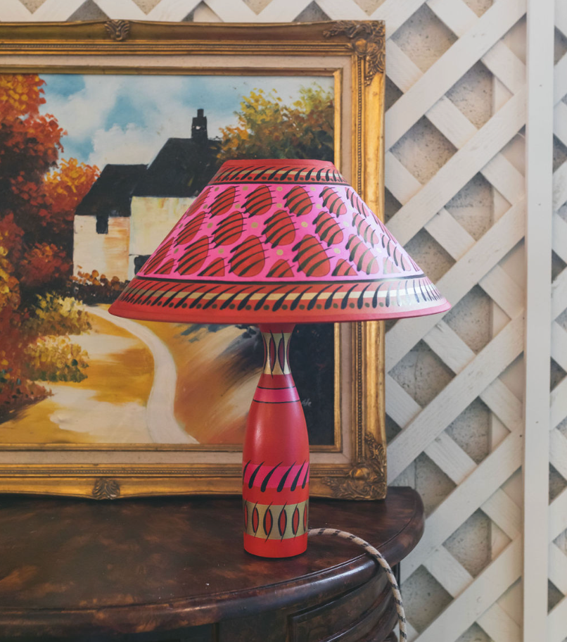 Red/Pink Paw Print Lamp, Tall