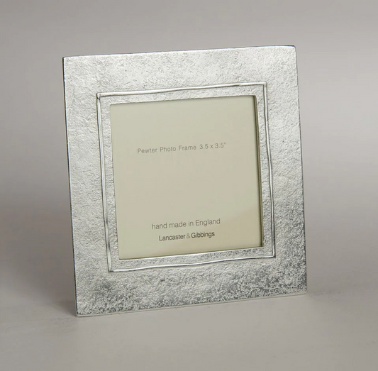 Raised Line Hand Cast Pewter Photo Frame, 3.5" x 3.5"