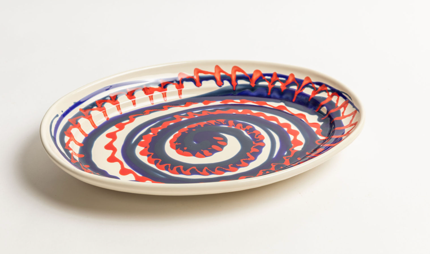 Painted Oval Plate, 12" x 8"