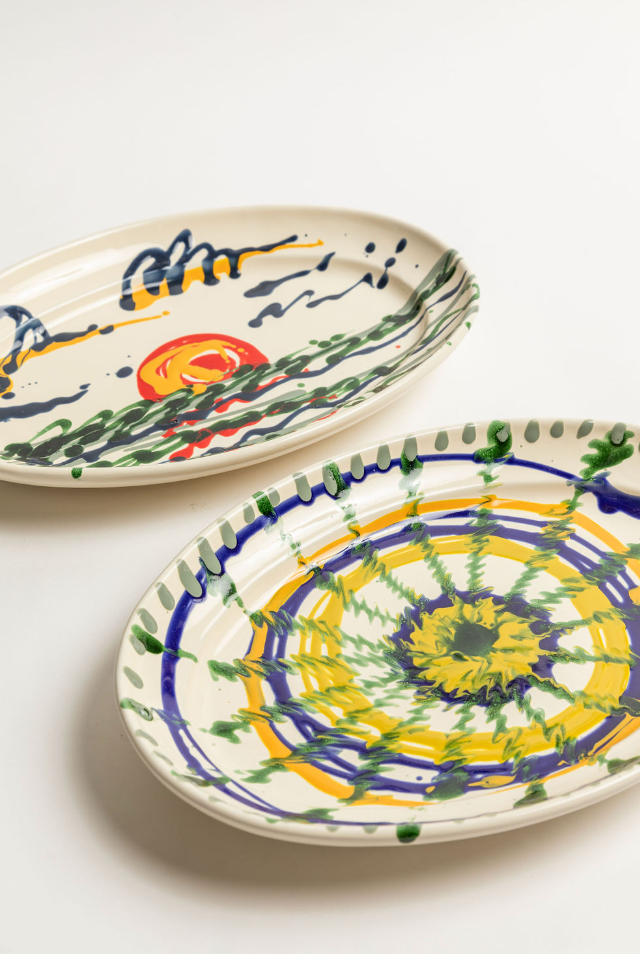 Painted Oval Plate, 12" x 8"