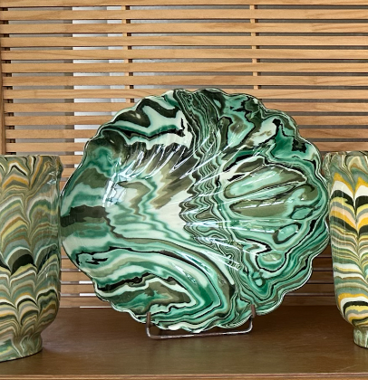 Marbled Green Large Shell Plate