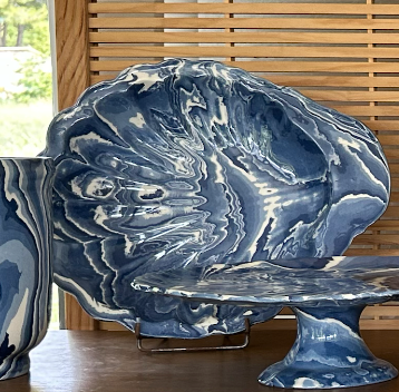 Marbled Blue Large Shell Plate