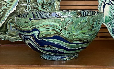 Marbled Blue/Green Medium Salad Bowl