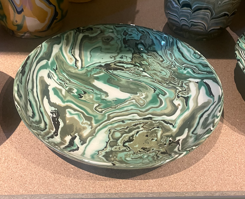 Marbled Green Large Fruit Bowl