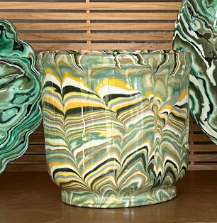 Marbled Green Large Cache Pot