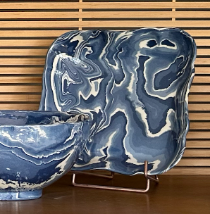 Marbled Blue Square Dish