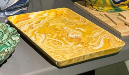 Marbled Yellow Rectangular Dish