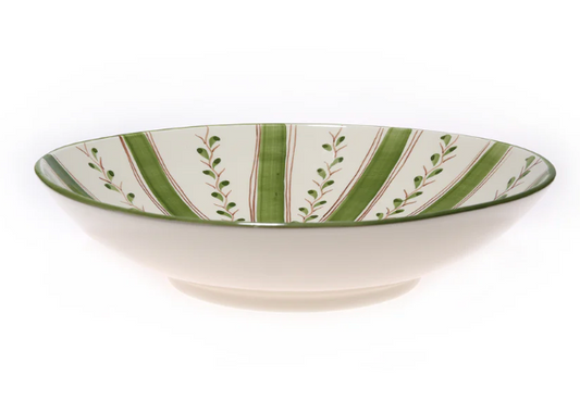 Olive Stripe Serving Bowl