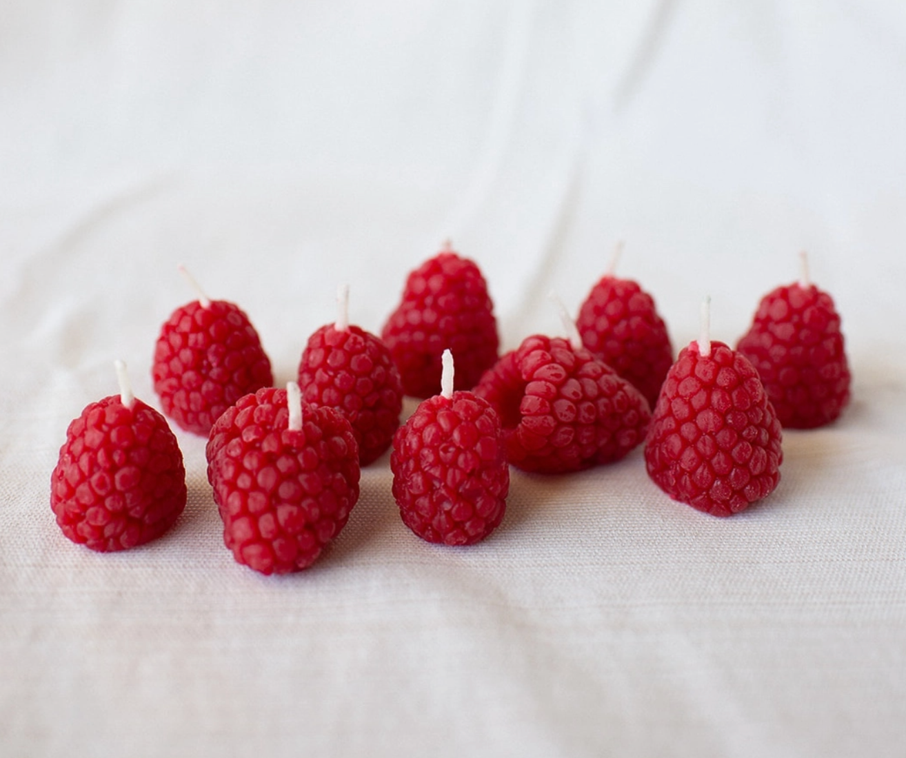 Raspberry Beeswax Birthday Candles, Set of 10