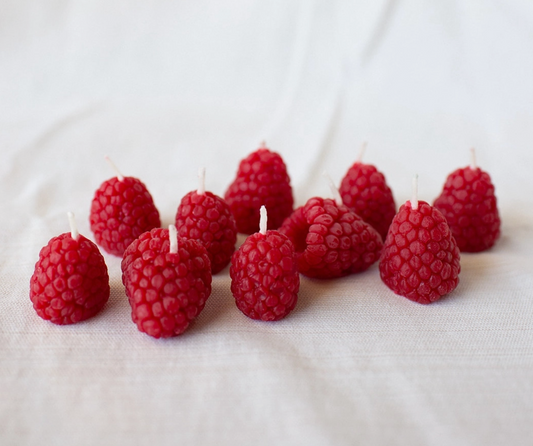 Raspberry Beeswax Birthday Candles, Set of 10