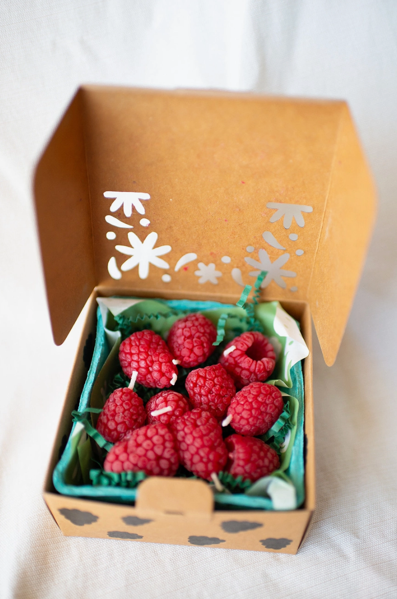 Raspberry Beeswax Birthday Candles, Set of 10