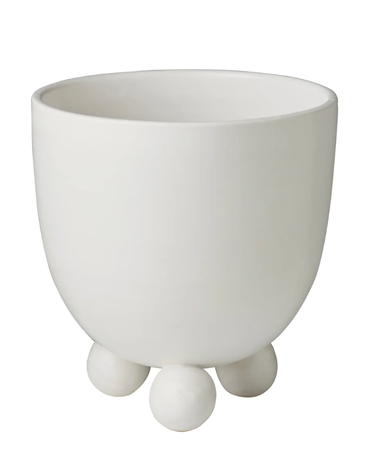 Italian Footed Cachepot, Matte White